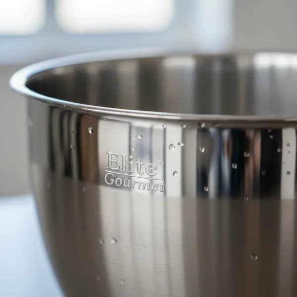Close-up of the Elite Gourmet 304 stainless steel inner pot, emphasizing health and durability